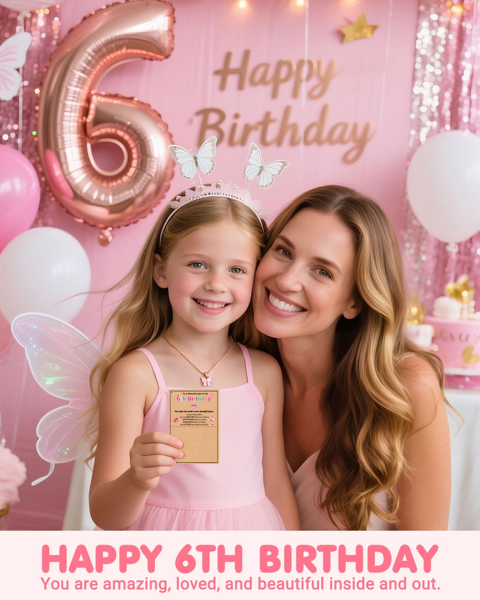 UNGENT THEM Happy 5th 6th 7th 8th 9th 10th 11th 12th Birthday Gifts, You Make The World A More Beautiful Place Butterfly Necklace Bday Presents