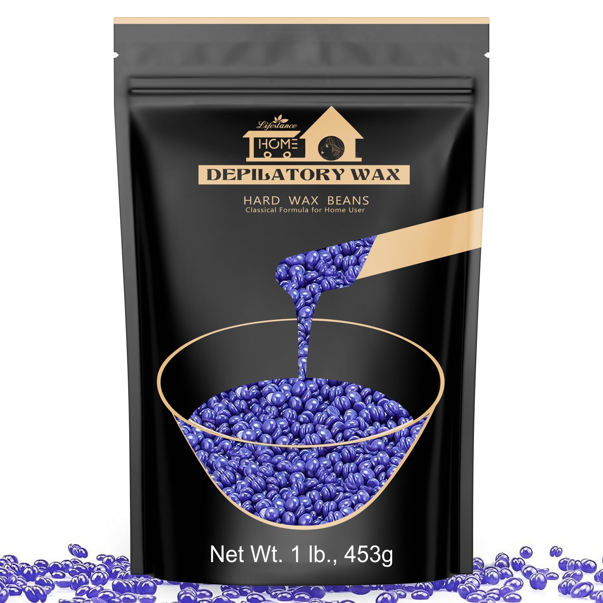 Lifestance Hard Wax Beans Hair Removal Kit, 1lb Large Refill Stripless Waxing Beans for Women Men Waxing Depilatory Lavender Pearl Wax Beads