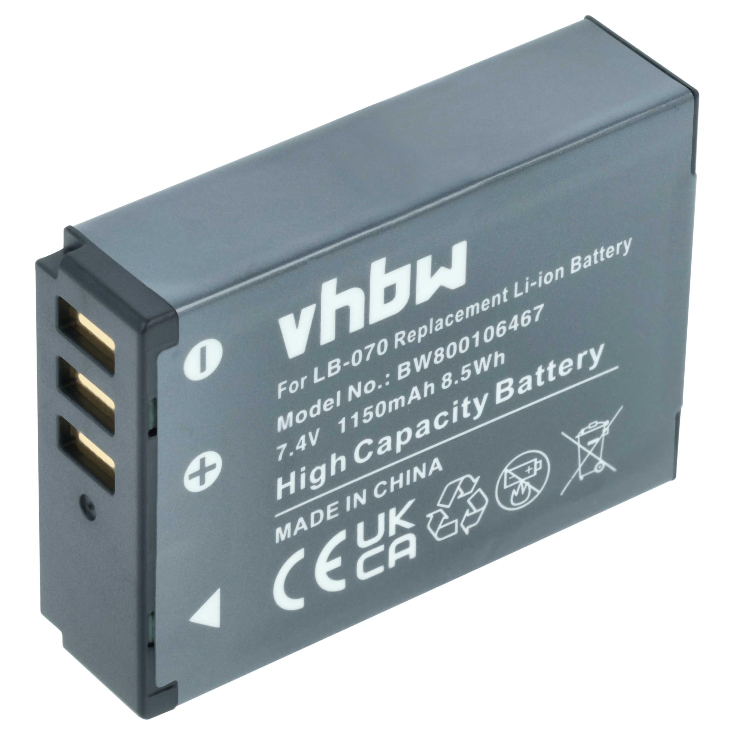vhbw Zamiennik akumulatora do Kodak LB-070 | Do aparatu (1150 mAh, 7,4 V, litowo-jonowa)