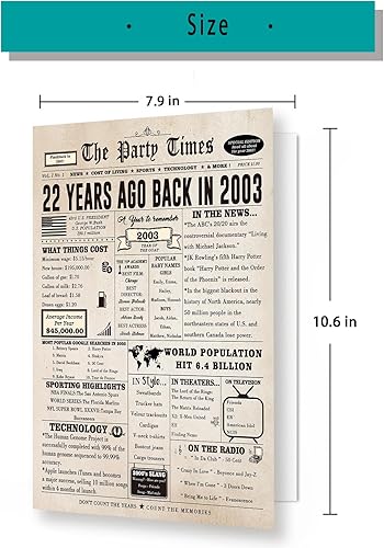 Miniatura 2 de Tarjeta jumbo de cumpleaños 22 para novio, novia, tarjeta retro de decoración de fiesta de cumpleaños de 22 años para mujeres y hombres, regalos