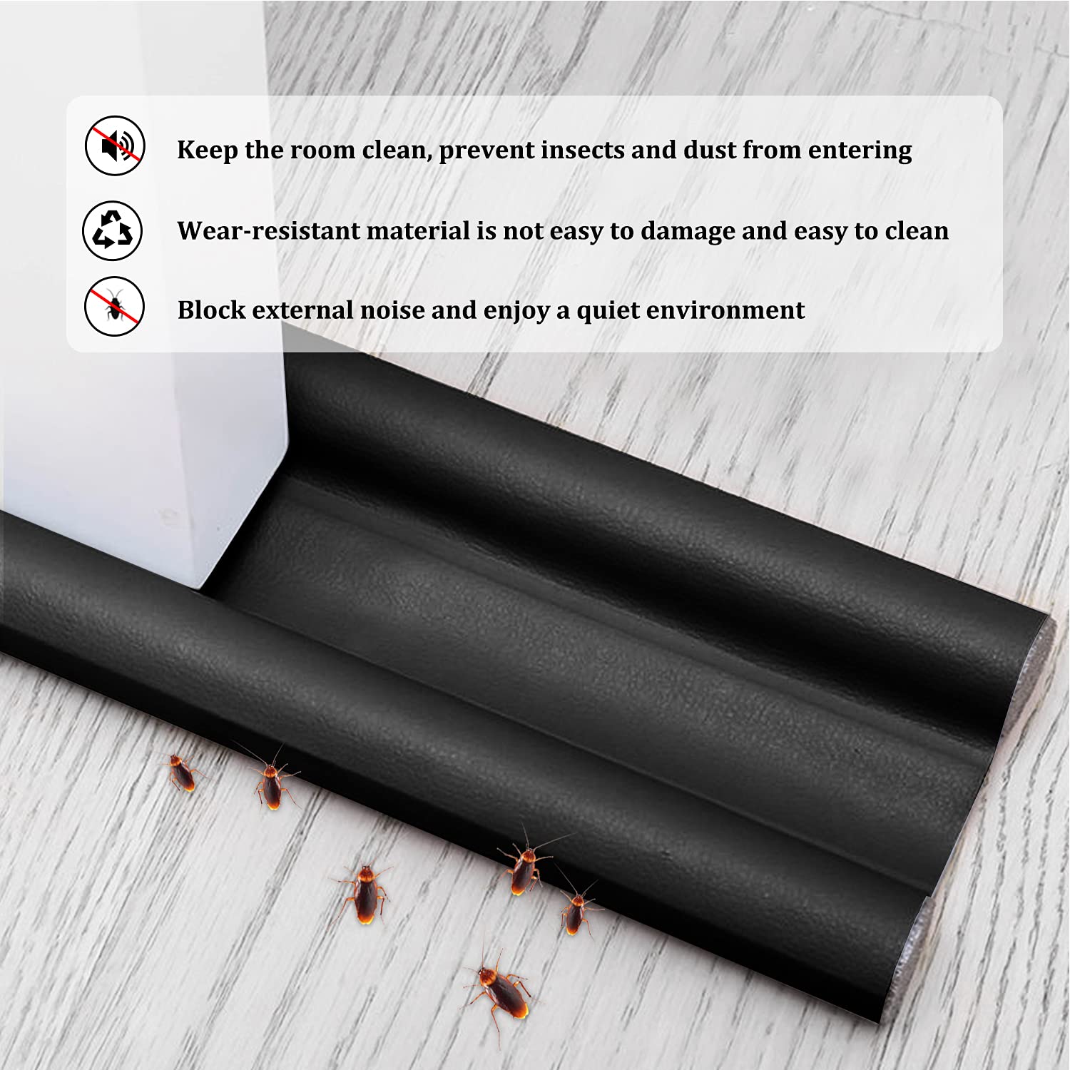 Paraspifferi Per Porte In Silicone - Guarnizione Antifreddo, Antiumidità E Antirumore, 100cm Nero - Foto 6