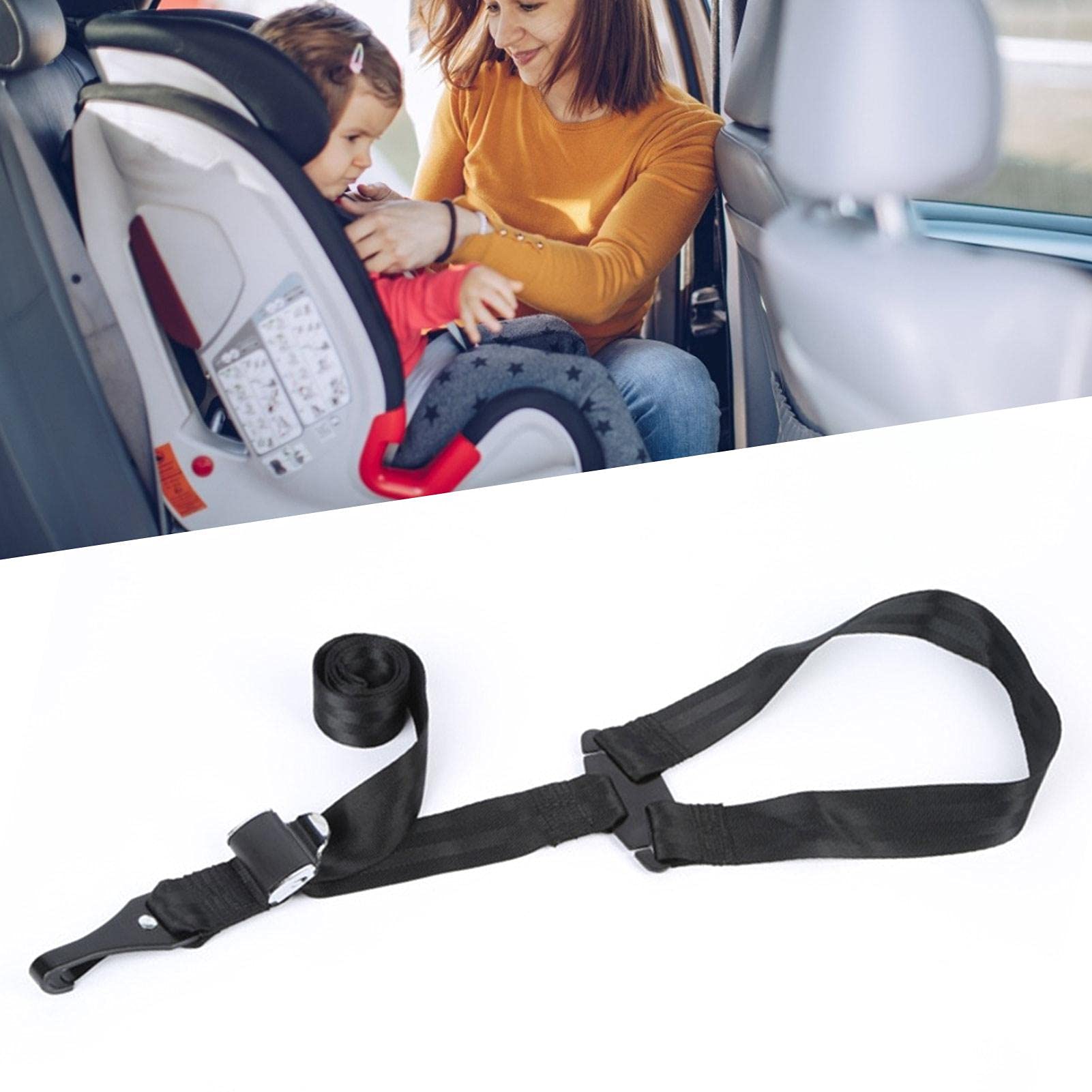 Passagier-Babyautositze Allgemeine Isofix- oder Verriegelungsschnittstelle Gurtbandverbinder Universal Schoß-Sicherheitsgurt mit dem Babyauto-Sitzerhöhung Kindersicherheit ist d, Schwarz