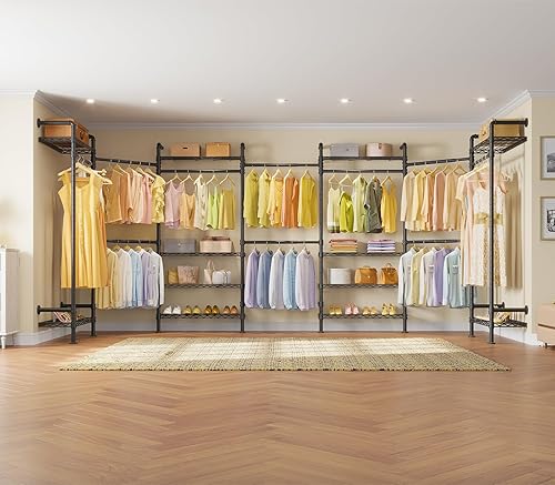 Miniatura 3 de Timate Perchero de ropa en forma de L L3 resistente para colgar ropa, perchero industrial expandible montado en la pared, armario de esquina