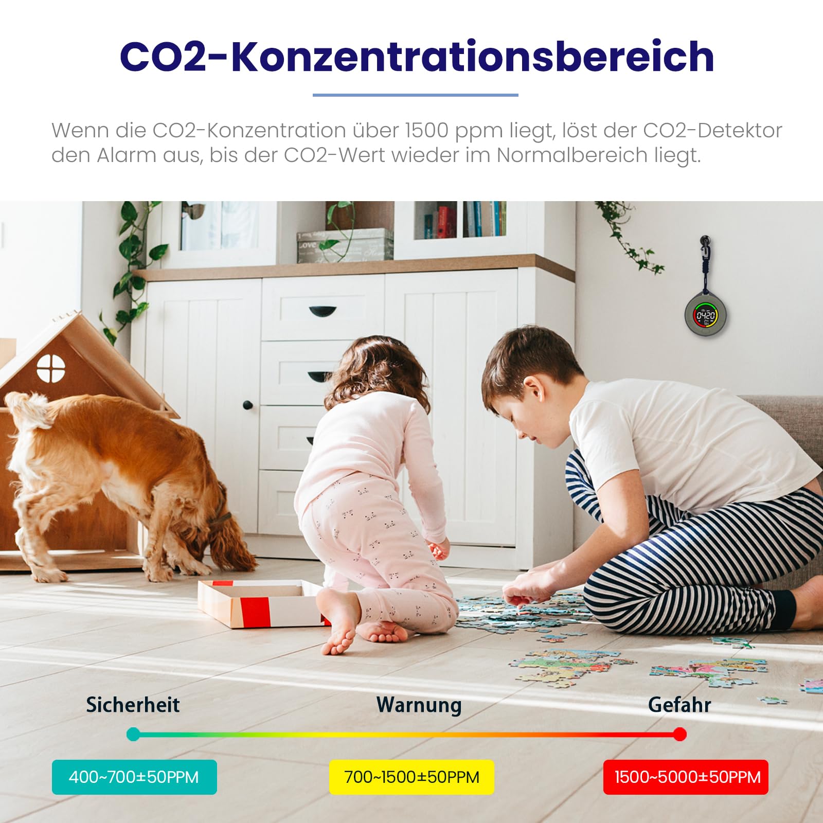 LSENLTY Detector de CO2 portátil, actualización de 2 segundos, monitor de CO2 de alta precisión, medidor de CO2 3 en 1 (temperatura, humedad y valor de CO2), 96 horas de tiempo de espera para viajes