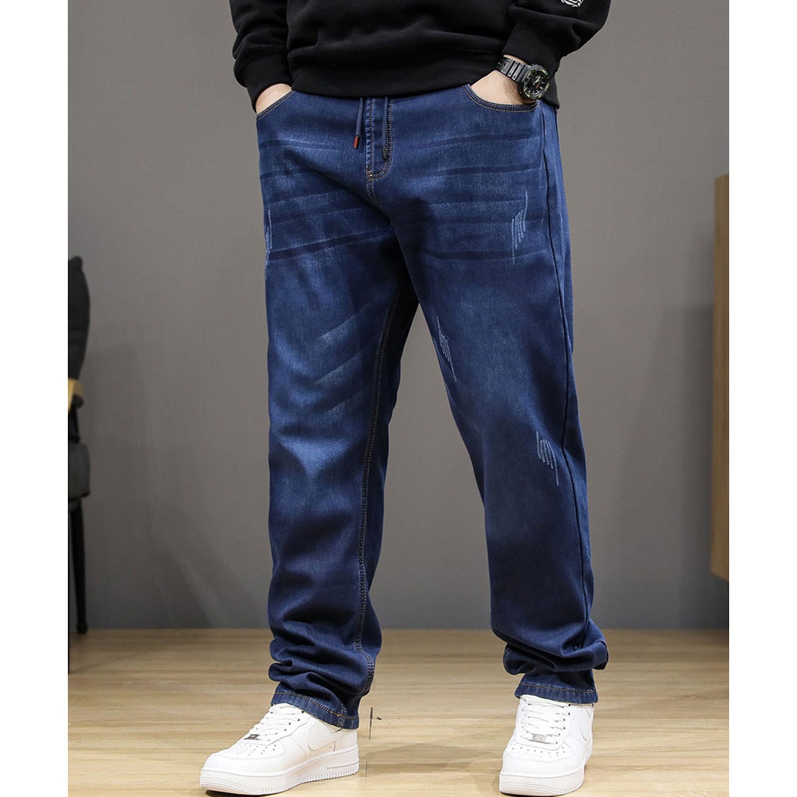 Übergröße Thermojeans Herren Thermohose Schneehose Gefütterte Winterhose Jogginghose Winterjeans Mit Fleece Gefüttert Hosen, Lange Freizeithose Männer Outdoorhose Arbeitshosen