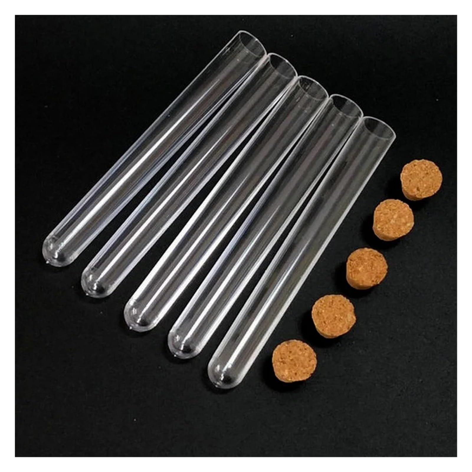yingyingjia 100 teile/los 12x100mm labor durchsichtigen kunststoff reagenzglas rundboden fläschchen mit korken