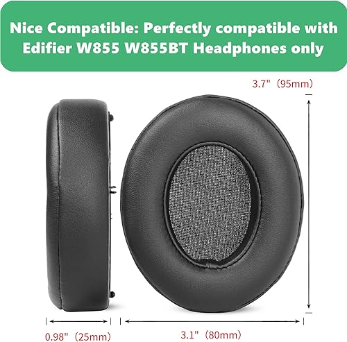 Miniatura 3 de TaiZiChangQin W855BT - Almohadillas de repuesto compatibles con Edifier W855 W855BT W-855 W-855BT W 855 855BT de piel de proteína para auriculares