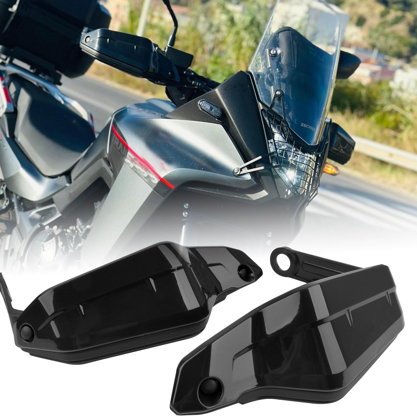 Protège-mains moto compatibles avec Transalp XL750 2023-2026 - Protection de levier de frein, guidon et pare-brise - Accessoires XL750 Transalp 750 (Noir - 2 paires)