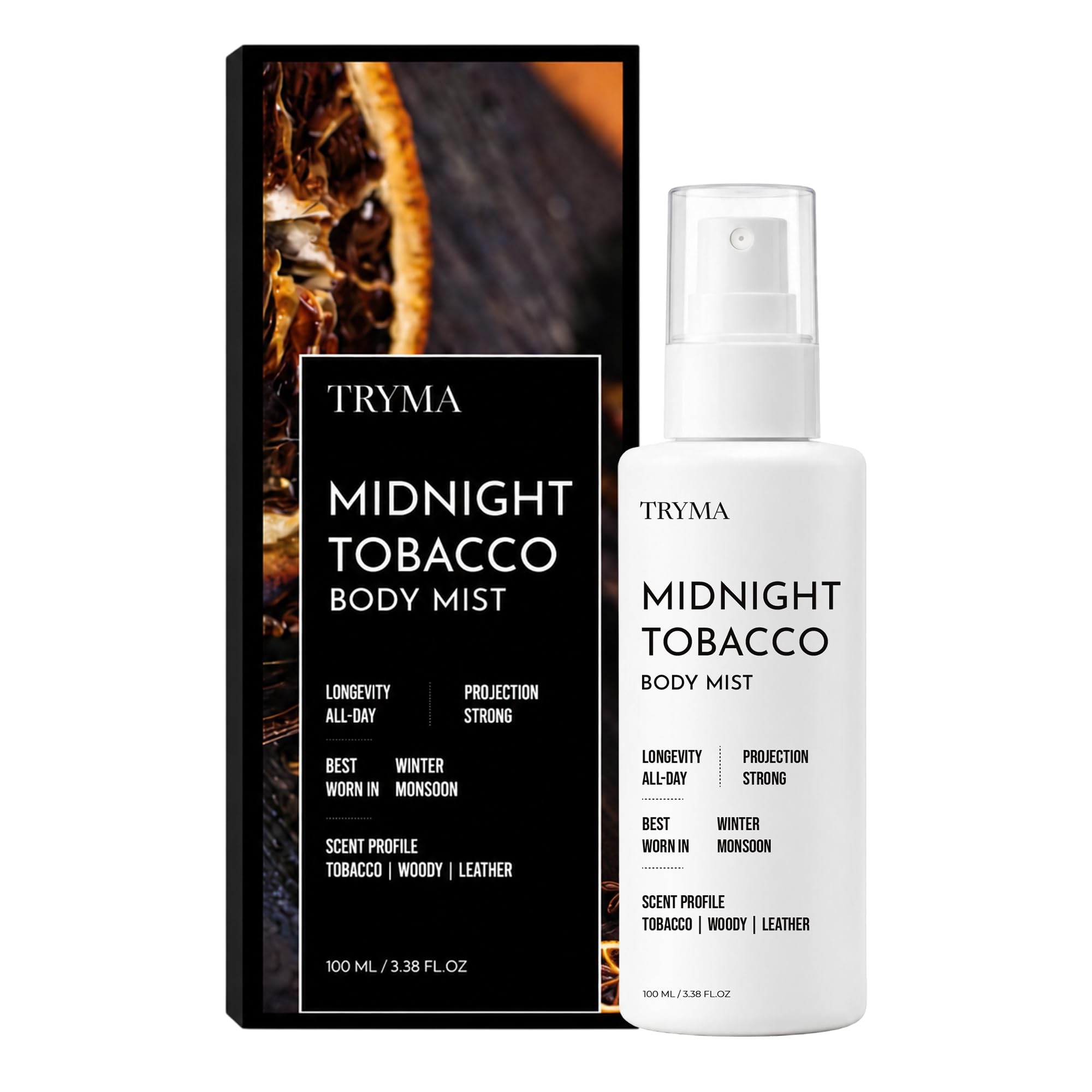 TRYMA Midnight Tobacco Body Mist, Tobacco Woody Leather Scent, All-Day Longevity, Strong Projection, 100 ml-image-40