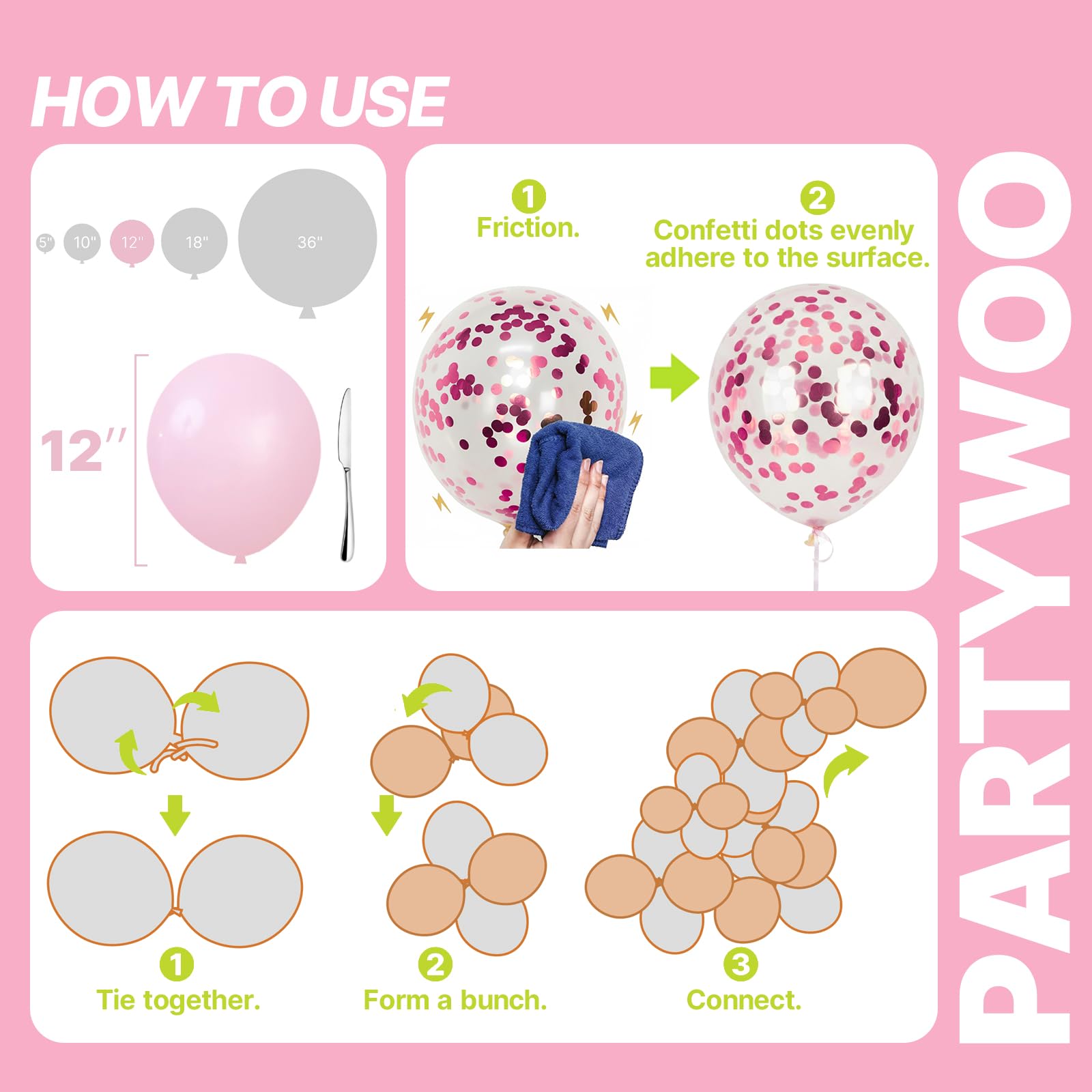 Hot Pink Balloons - 66pcs 12 Inch Party Balloons -5 Hot Pink Balloons - 66pcs 12 Inch Party Balloons -5