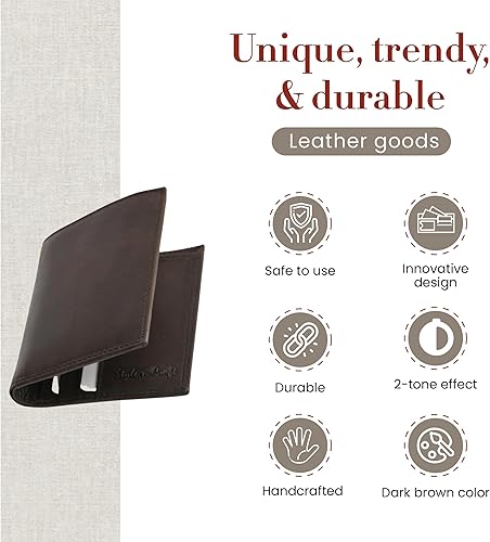 Vista 18 de Style N Craft Slim Bi-fold Hipster Leather Wallet, Full-Grain Leather Wallet