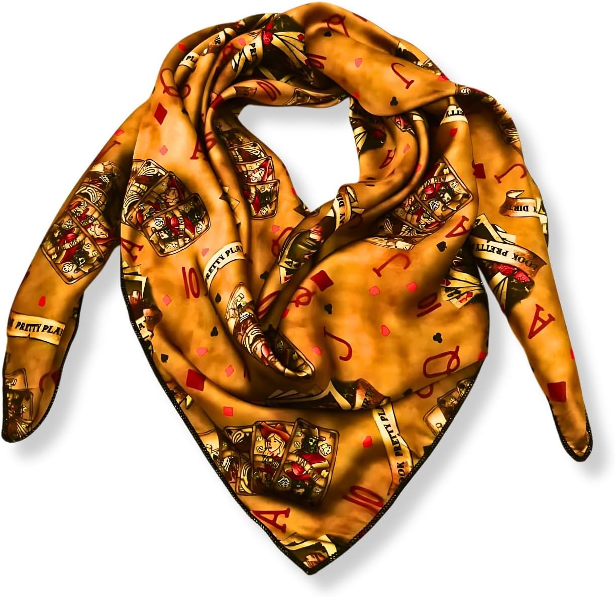 Wild Rag Silk Scarf 36 inch Western Cowboy Bandana Square Silky Wild Rags,Classic Mustard Retro Tribal Scarves for Men & Women