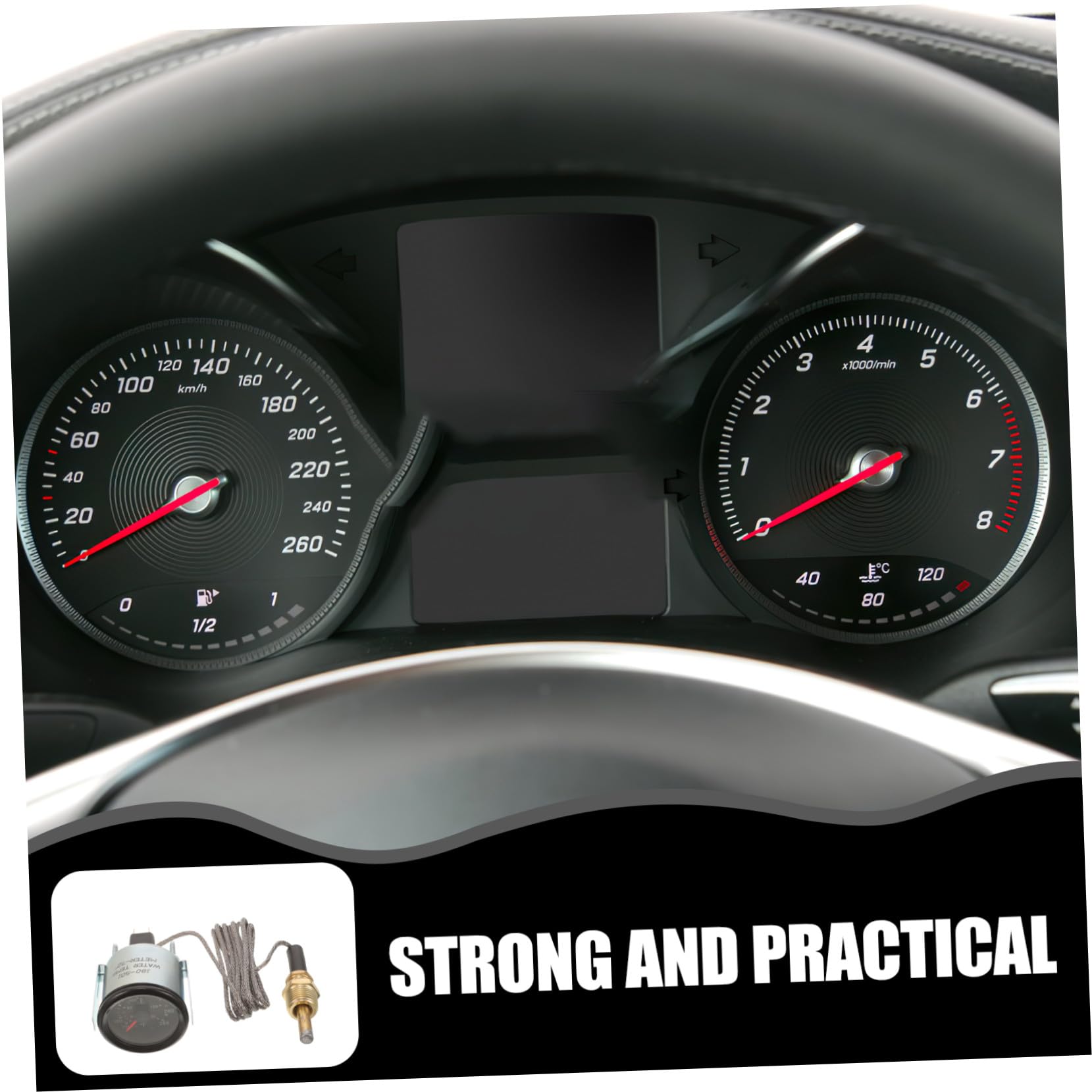 ERINGOGO Misuratore Temperatura Acqua Meccanico 52mm con Sensore Doppia Scala Celsius/fahrenheit per Auto e Barca, Indicatore Temperatura Serbatoio Resistente e Installazione Fai da Te