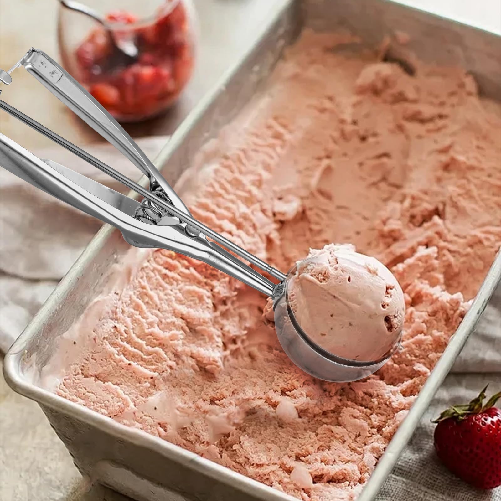 Cucchiaio per Gelato in Acciaio Inox - Set di 3 Porzionatori 4cm/5cm/6cm Ice Cream Scoop