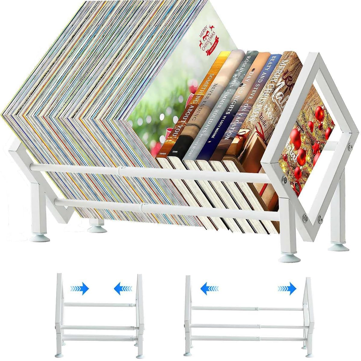 Scrivania Scaffale Libri Piccola Libreria, Retrattile Porta Libri Metallico Mini Librerie, Desk Shelf Salvaspazio Biblioteca per Le Scrivanie Dei Bambini, Gli Uffici, I Soggiorni (Bianco)