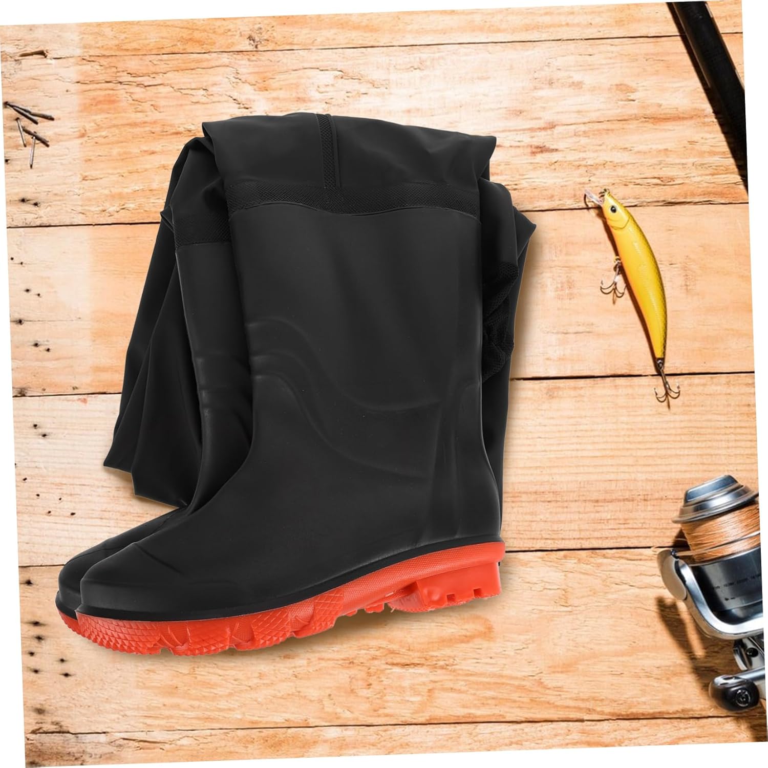 1Set Durable Fishing Waders for Men Comfortable Skid Design PVC Rain Pants with Thickened Trousers for Fishing and Outdoor Activities Black