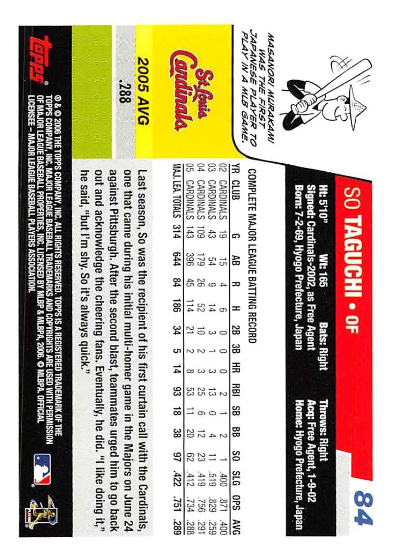 Amazon.com: 2006 Topps Series 1 Baseball #84 So Taguchi St. Louis