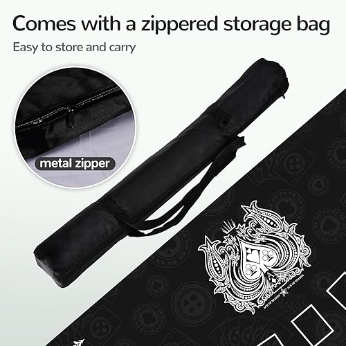 Miniatura 58 de Alfombrilla de póquer profesional impermeable, 8 jugadores de goma portátil Texas Hold'em Poker mesa de póquer con bolso con cremallera para jugar