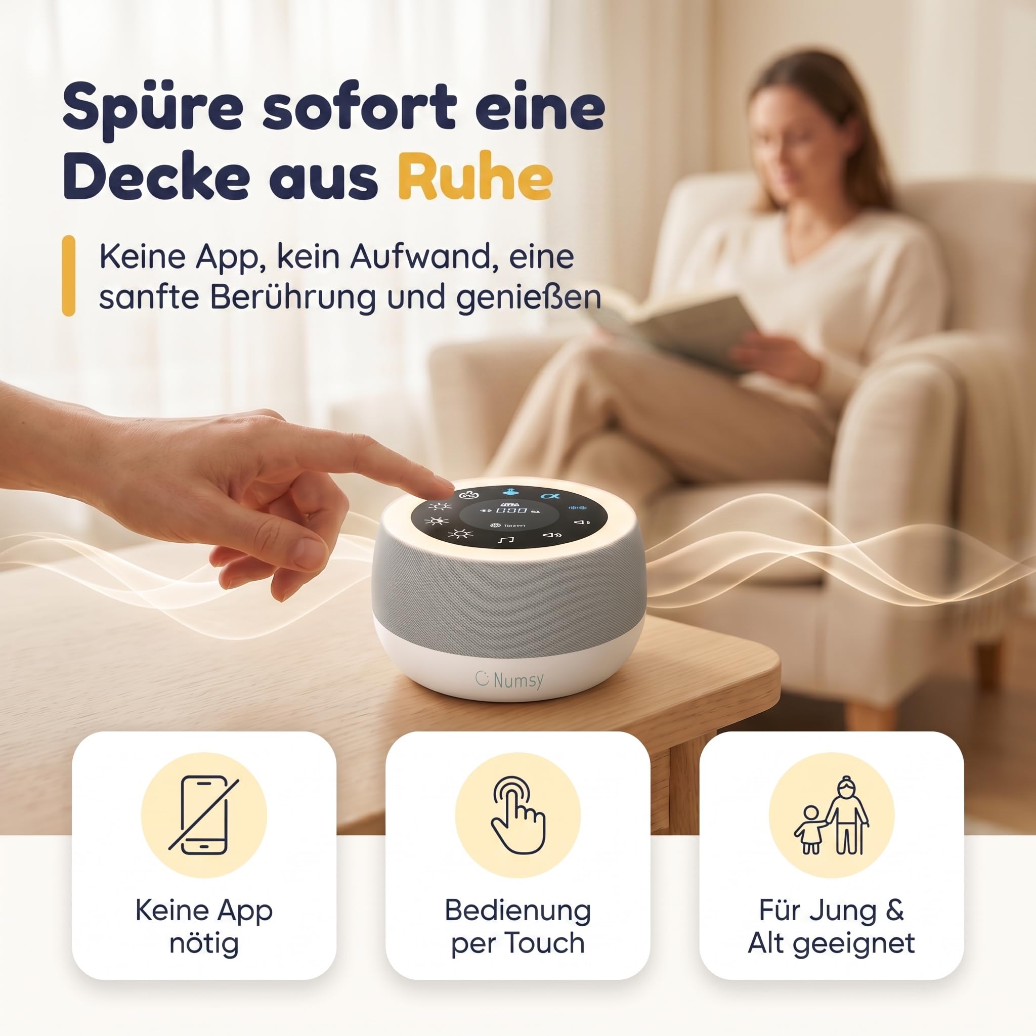 Numsy Touch White Noise Machine mit Nachtlicht - Einschlafhilfe Baby