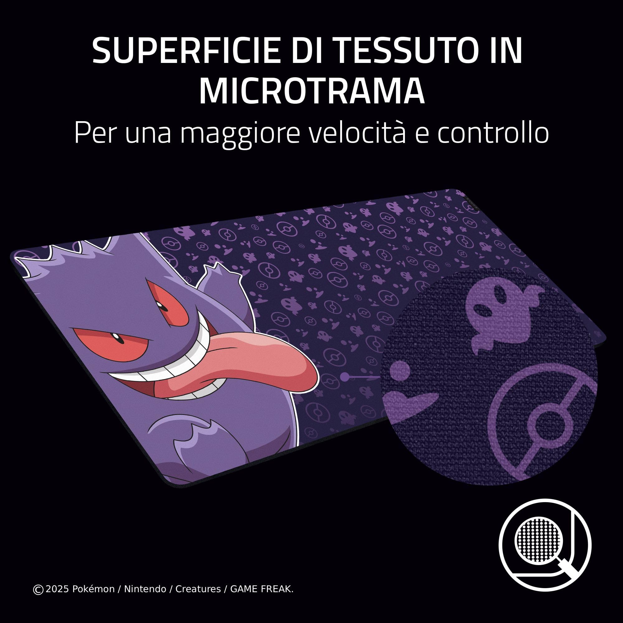 Razer Gigantus V2 XXL Pokémon Gengar - Tappetino morbido per mouse da gioco per velocità e controllo - Superficie micro-tessuta testurizzata - Schiuma di gomma spessa - 940 x 410 x 3 mm | Gengar