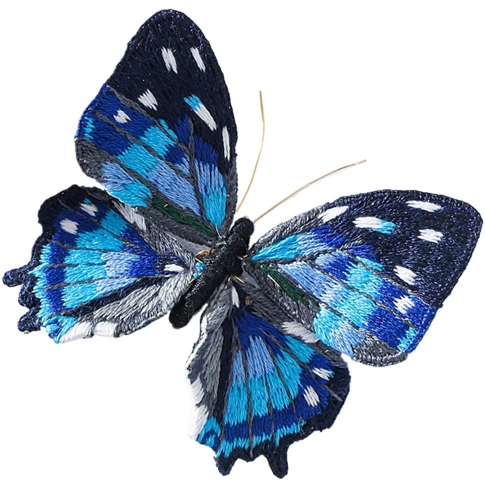 LKLNKVL embroidery, Embroidery Kit， Beginner Butterfly Kits with Hoop DIY Hand Brooch Kit(Embroidery Kit H)