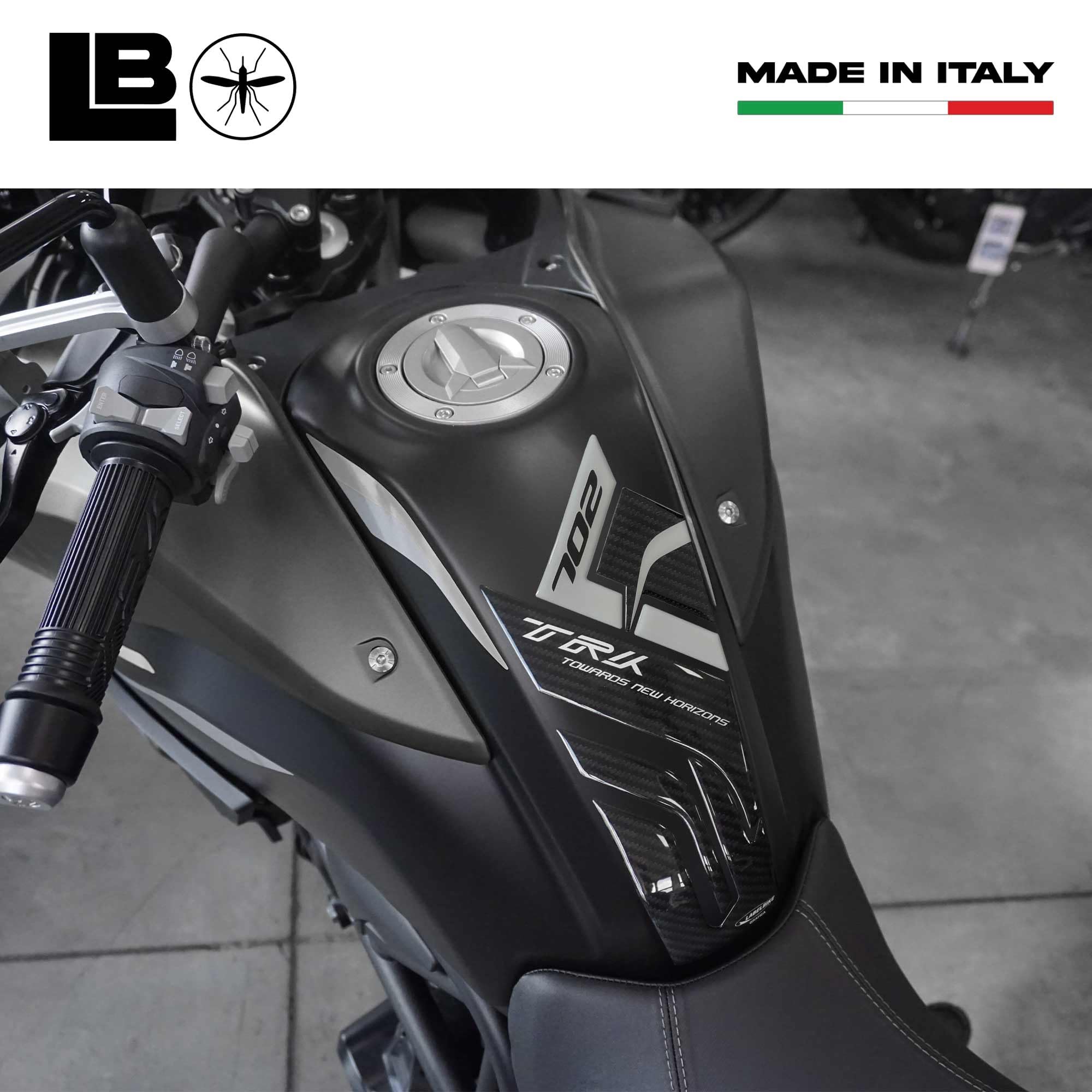 labelbike - Naklejka żelowa 3D na Zbiornik paliwa Motocykla kompatybilna z Benelli TRK 702 - Carbon-like