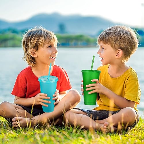 Miniatura 6 de Honeydak Vaso con popote y tapa botella de agua a granel taza de viaje para café helado tazas de plástico reutilizables para fiestas cumpleaños