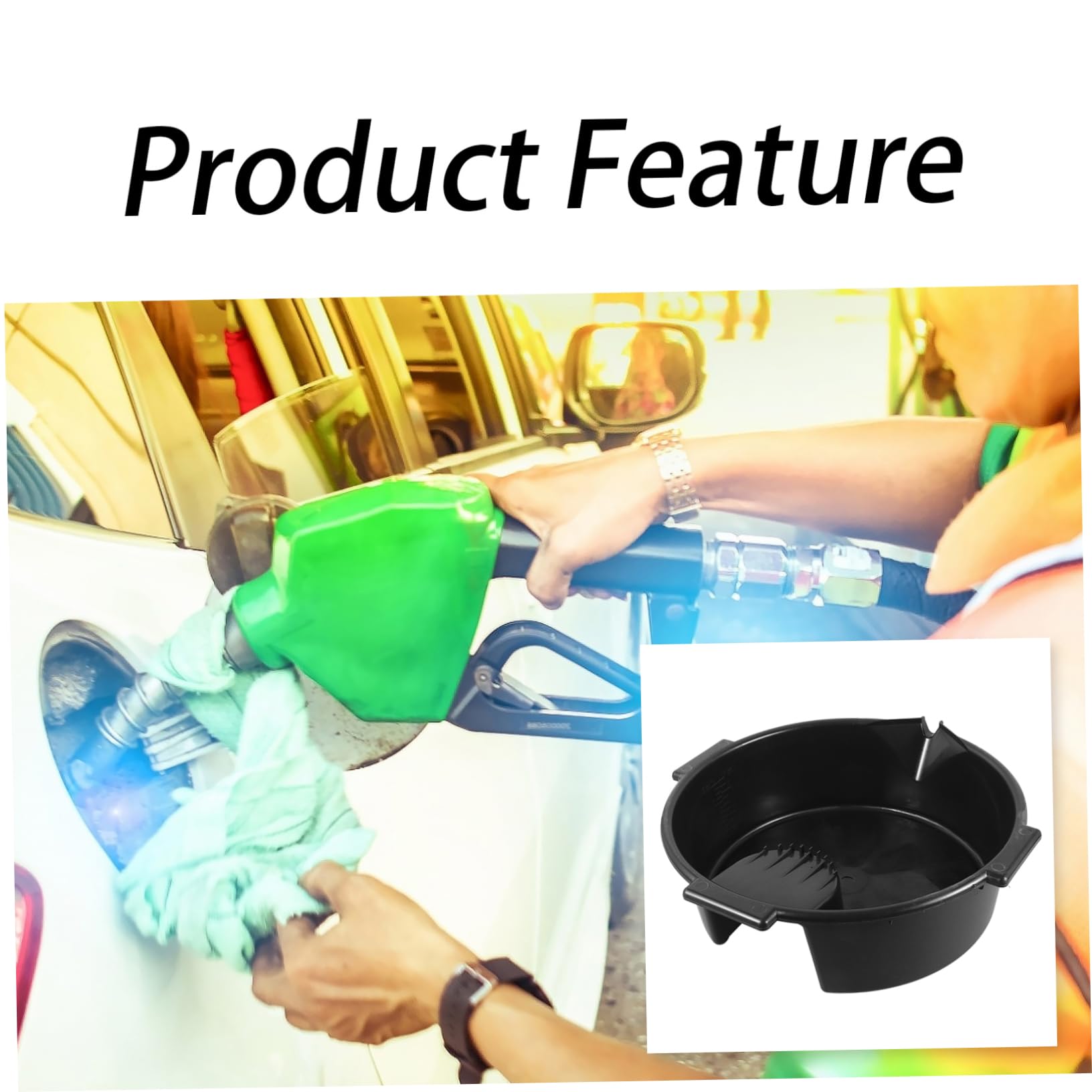 Ciieeo Bac Design Étanche Noir Grosse Capacité de Vidange Huile Moteur en Plastique pour Entretien et Réparation Automobile