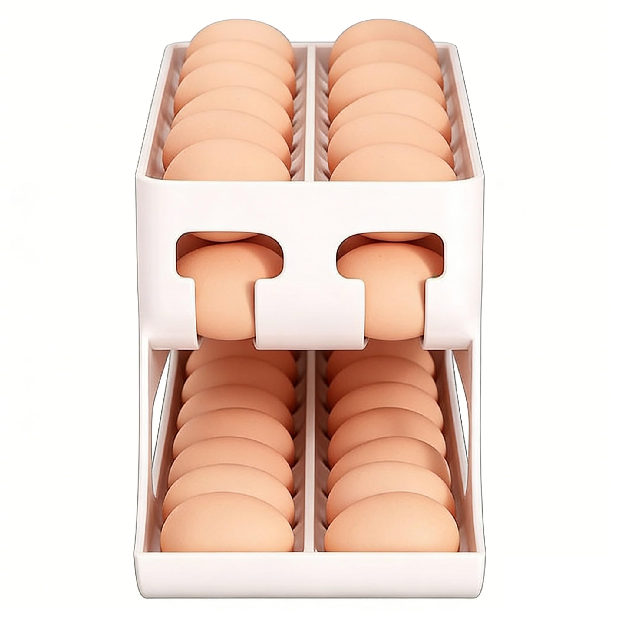 Efficient Rolling Eggs Container Designs for Refrigerator Use with Break Proof Trays and Space Management Eggs Storage Solution