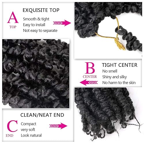 Miniatura 3 de 8 paquetes de extensiones de cabello sintético pretrenzado de 10 pulgadas, 96 hebras preenlazadas de ganchillo Passion Twist (T30, 10 pulgadas,