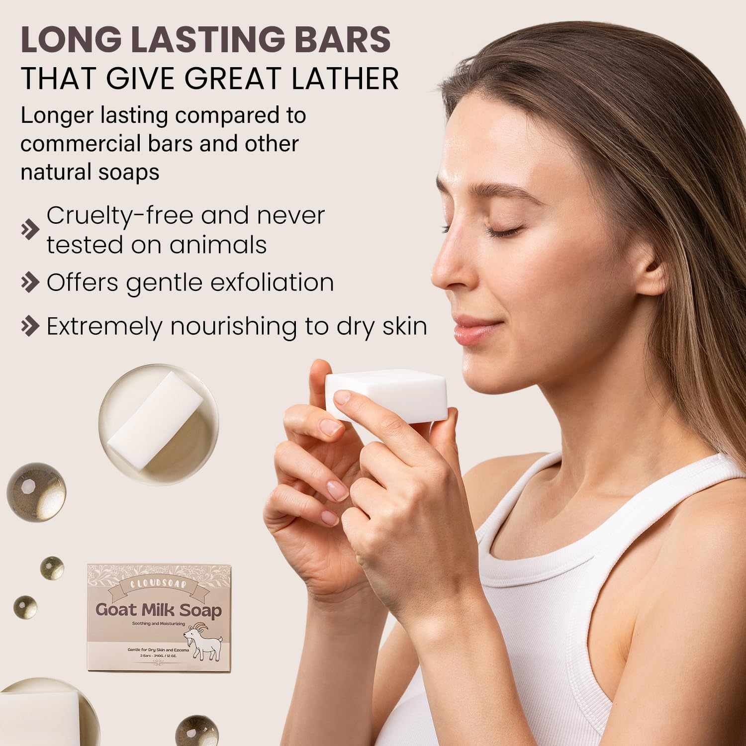 Goat Milk Soap – Natural Moisturizing Bar for Dry, Sensitive & Delicate Skin – Gentle Daily Cleanser for Babies, Men & Women – 3 Pack (4 oz Each), Soothing Hydrating Formula - Image 5