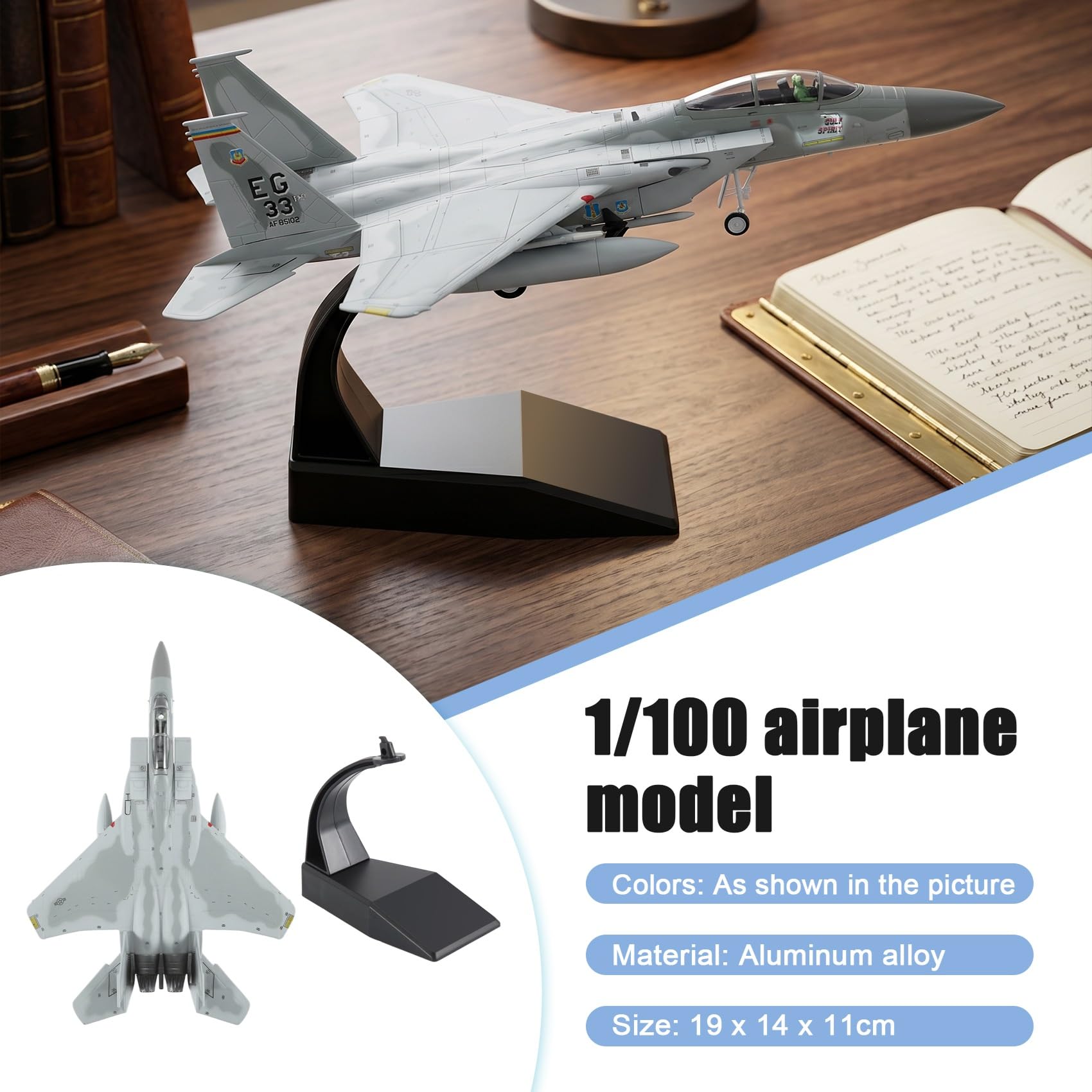 Jevina 1/100 Échelle moulée sous Pression Avion F15 American Navy Avion Modèle pour Collection Cadeau Maison Salon