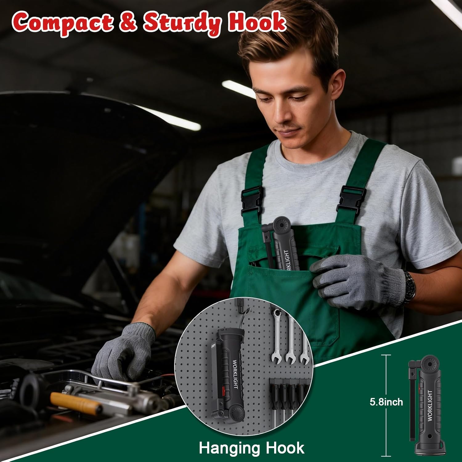 LNRYY Magnetic Work Light 4Pack, Rechargeable LED Work Light with 360° Rotation, 5 Mode Mechanic Light, Compact Magnetic Flashlight with Hook for Car Repairing, Emergency, Fathers Day Dad Gifts