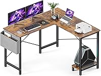 Vista 10 de Sweetcrispy Escritorio en forma de L – Escritorio de computadora, escritorio de esquina, escritorio para juegos, mesa de PC con soporte para CPU