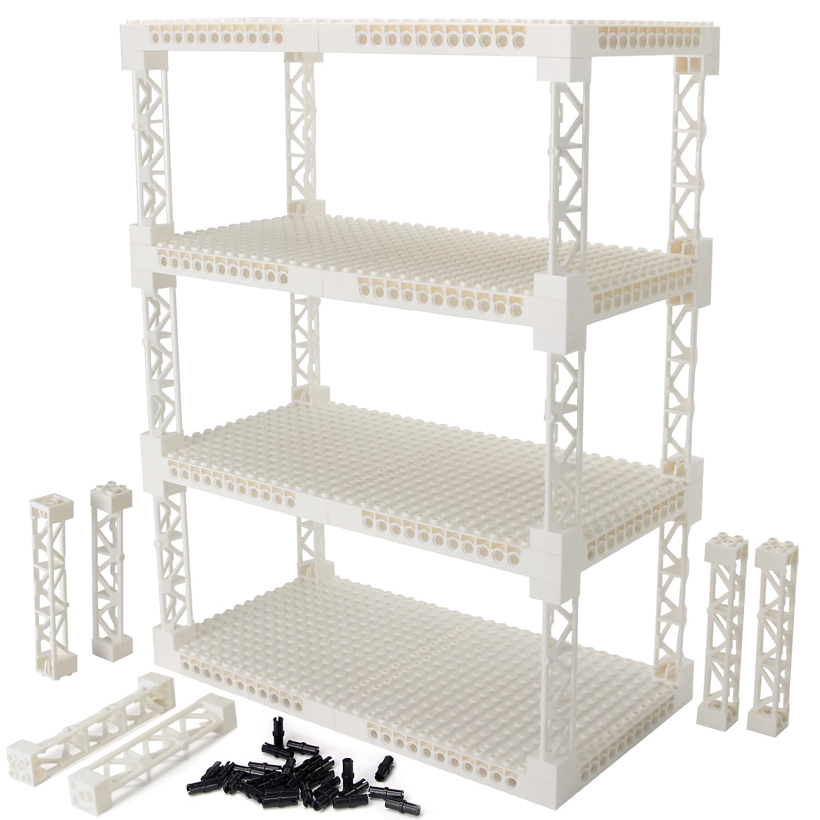 Feleph Plates 16x16 with Support Girder Bricks Set Multi-Tier Display Shelf