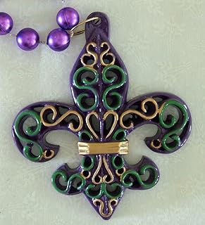 Fleur de Lis Scroll PGG Mardi Gras Beads New Orleans Carnival Bayou Lousianna Cajun Creole Party