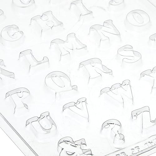 Miniatura 5 de Cybrtrayd Molde de caramelo de chocolate con letras pequeñas de la A a la Z y números, incluye 25 lazos plateados