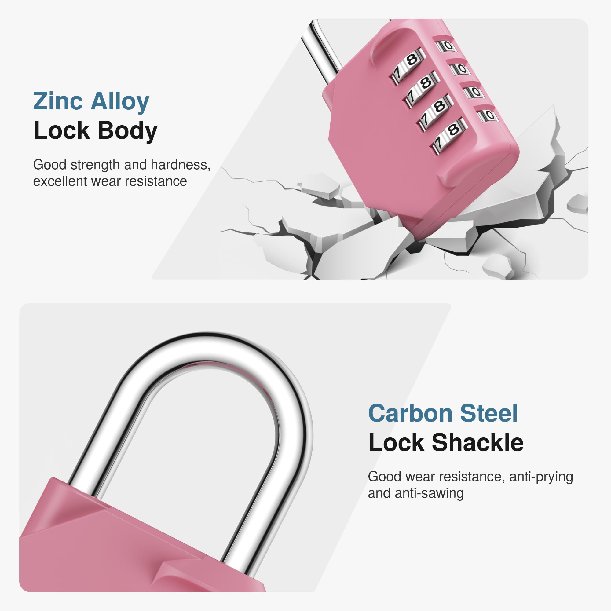 Puroma 4-Digit Pink Rose Combination Lock - Secure Padlock -4