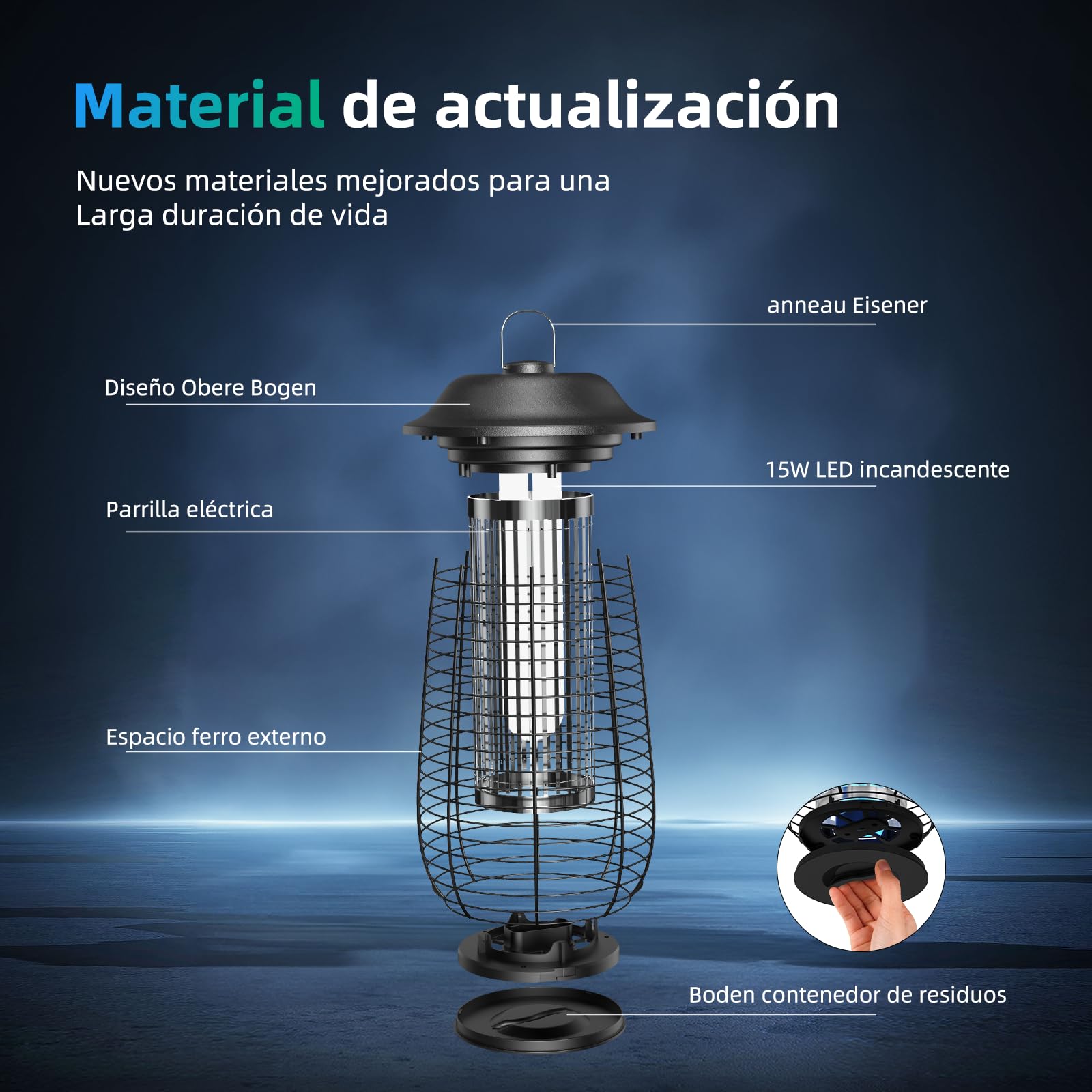Lámpara Antimosquitos, Trampa para Mosquitos de Alto Rendimiento con 4250V 20W UV para Interior y Exterior, Impermeable IPX4–Repelente Mosquitos, el Mata Mosquitos Eléctrico, Jardín y Terraza