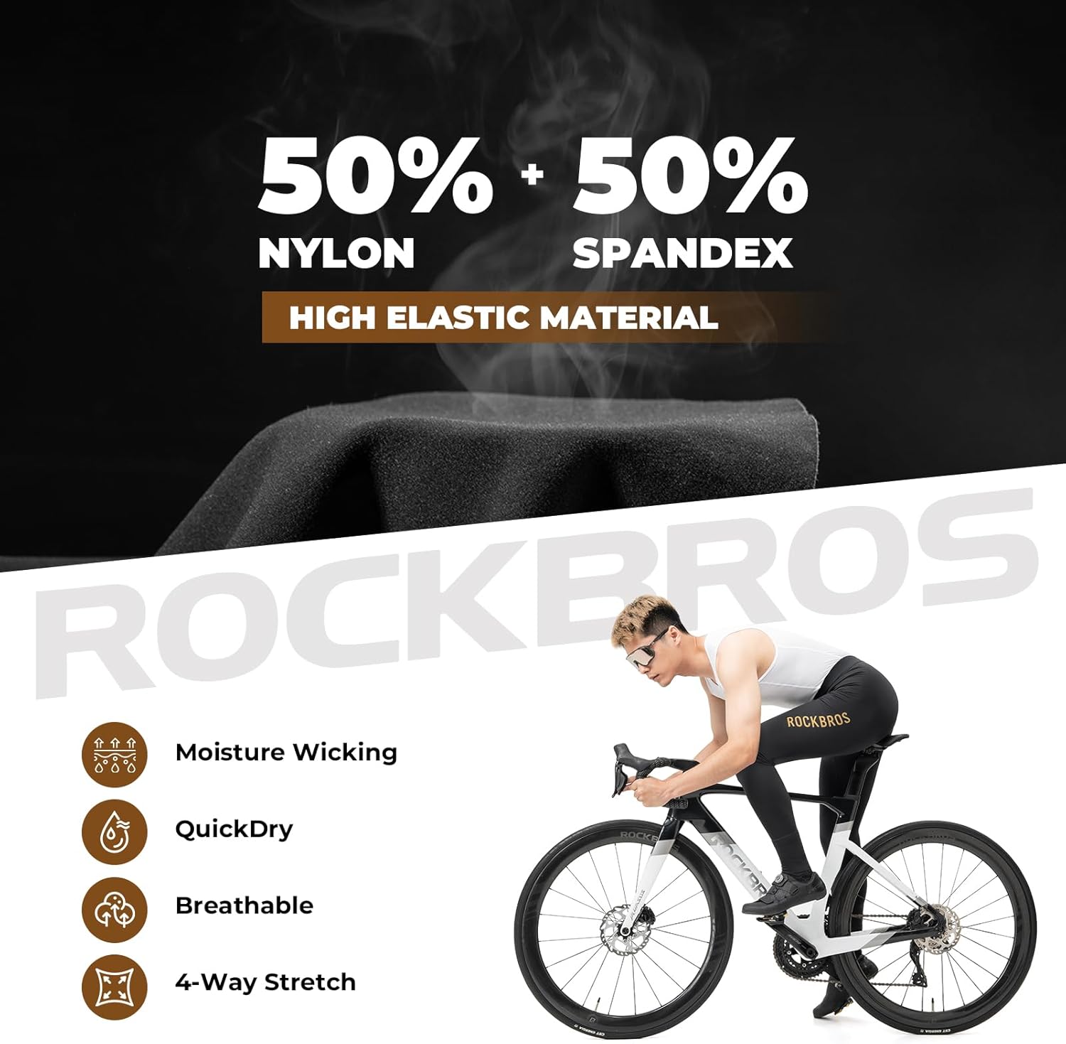 ROCKBROS Cycling Bibs for Men 3D Padded Men's Cycling Bike Bibs,Breathable Biking Tights,Riding Pants