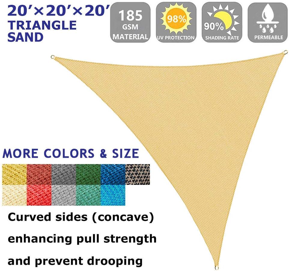 Shade&Beyond 16' x 16' x 16' Sand Color Triangle Sun Shade Sail for Patio UV Block for Outdoor Facility and Activities : Patio, Lawn & Garden