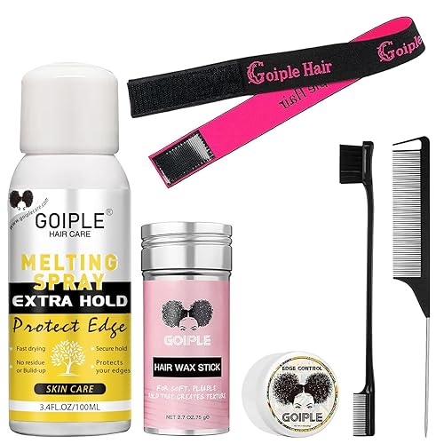 Goiple Spray de fusión de encaje para pelucas, cierres y extensiones, agente de peinado con acabado natural fuerte, secado rápido, resistente al