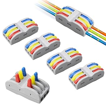 16pcs Lever Nut Wire Connectors, Conductor Compact Wire Connectors 6 Hole Quick Cable Clamp Terminal Block Spring Connector Electrical Connectors Multicolor Lever
