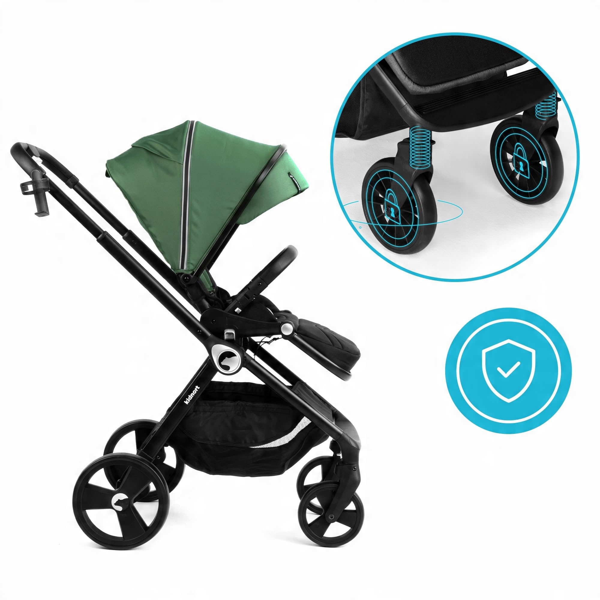 Isbjörn Buggy Passeggino dalla nascita fino a 22 kg – sedile reversibile, ruote a 360°, funzione sdraiata e poggiapiedi, copertura parasole XXL, pieghevole con una sola mano, con parapioggia