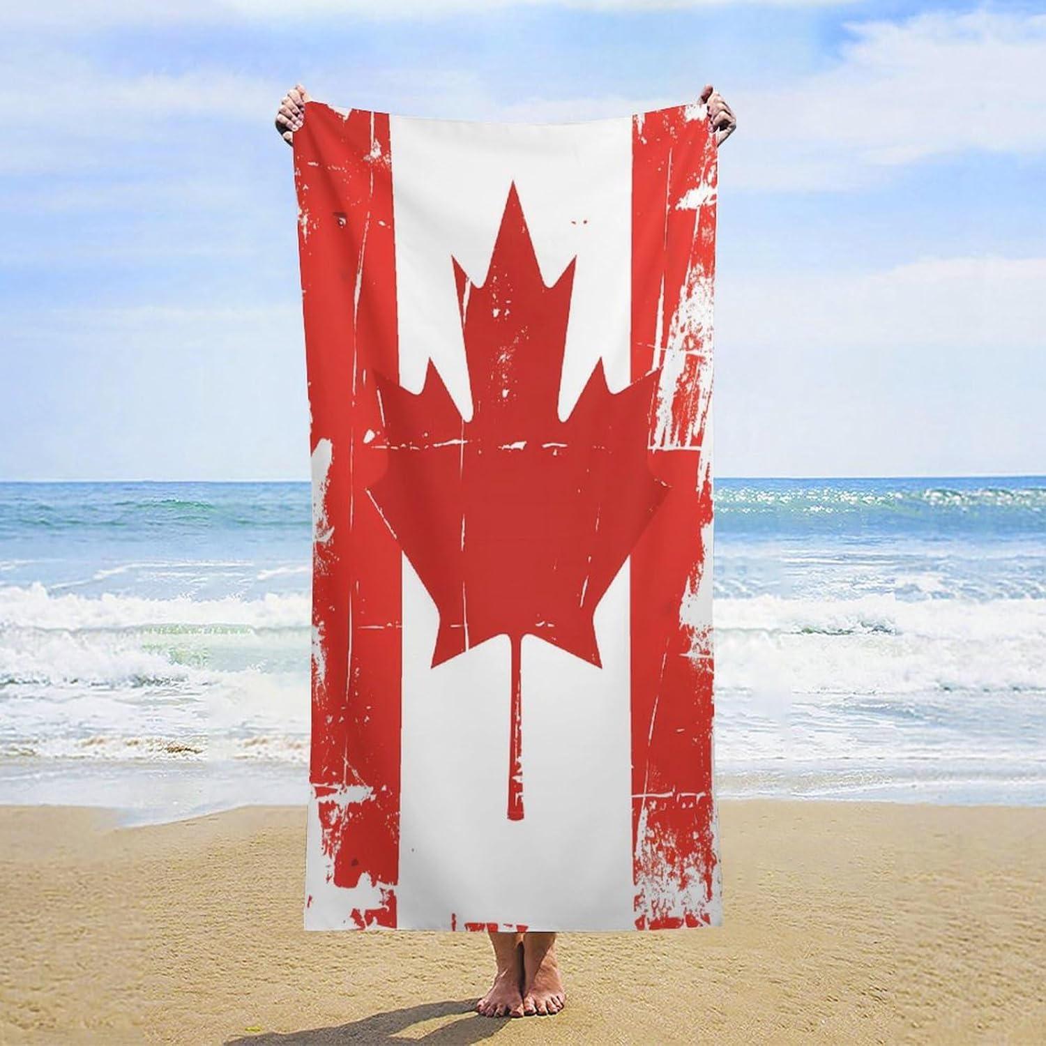 Vintage Canada Flag Bath Towel Beach Towels Quick Dry Oversized Bath Blanket Highly Absorbent Towel for Women Men 160x80cm