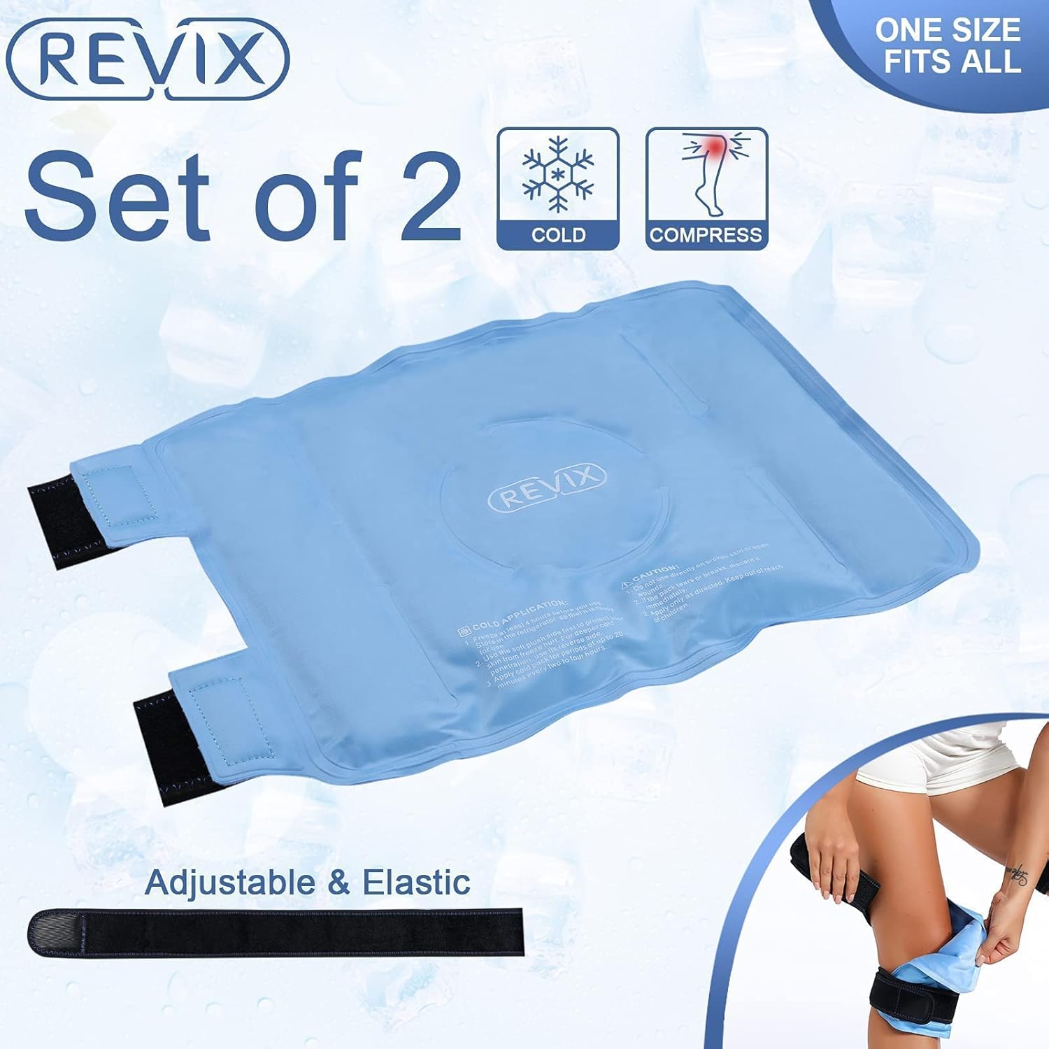 REVIX Ankle Ice Pack Wrap for Injuries Reusable Gel Ice Pack for Knees Pain Relief, Reusable Gel Ice wrap for Leg Injuries