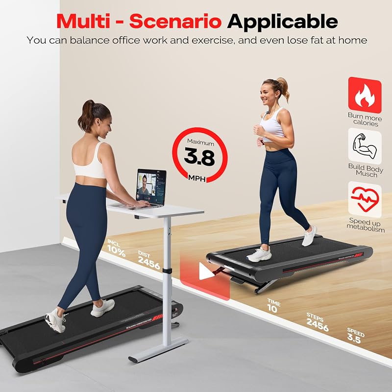 Sperax Walking Treadmill Pad with APP, 3 in 1 Under Desk Treadmill, 400W Low Noise Walking Vibration Pad with Remote Control,Portable Treadmills for Home Office image 5