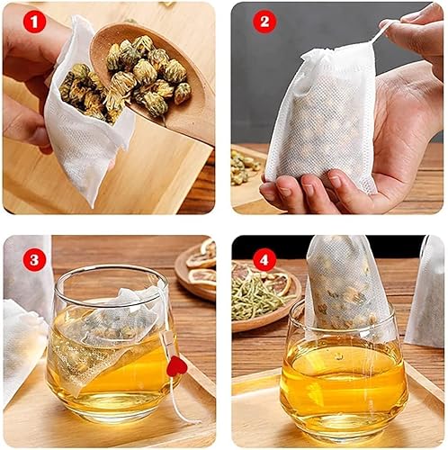 Miniatura 3 de Bolsas de filtro de té con cuchara de té gratis, material seguro y natural, infusor de té desechable para té de hojas sueltas, café, especias,