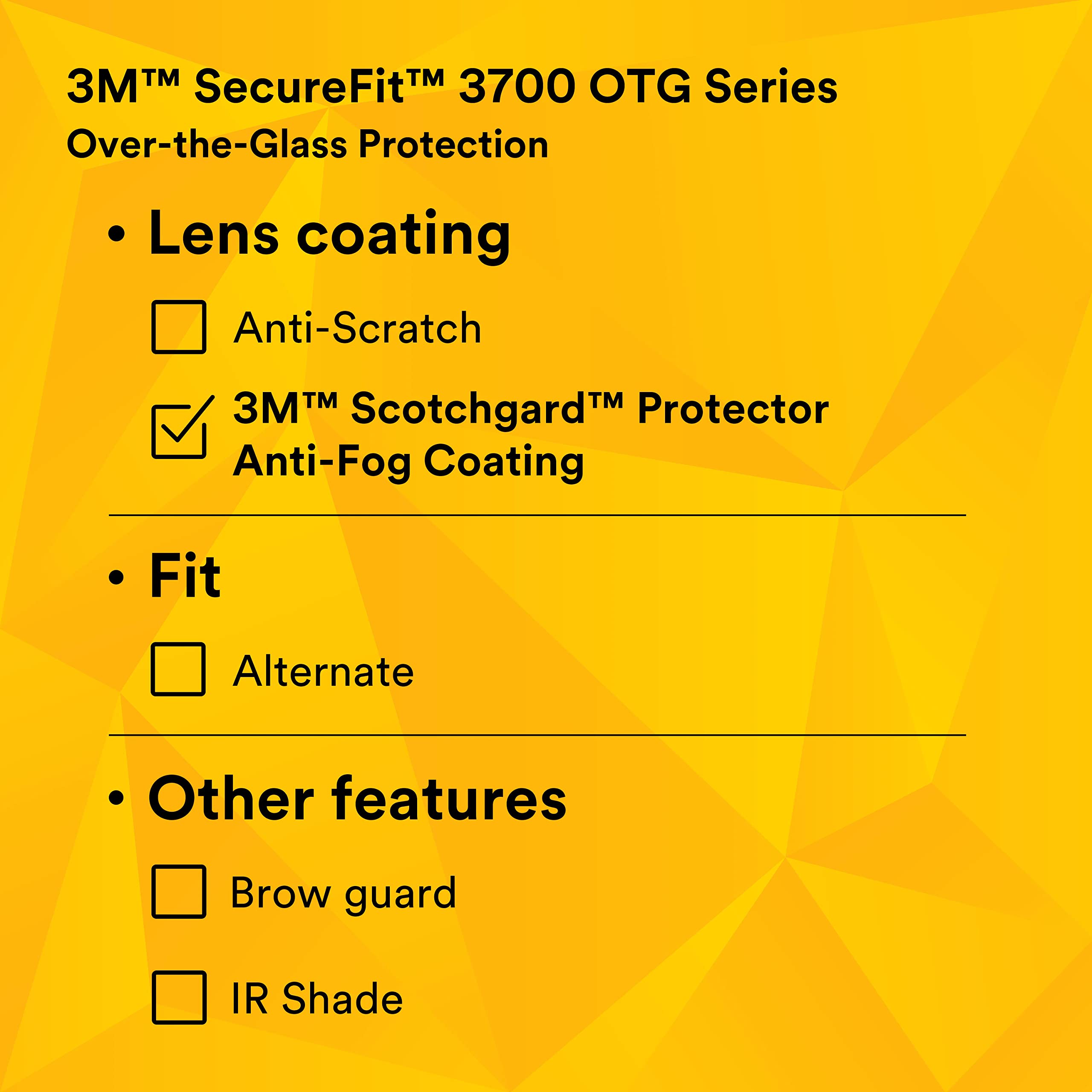 3M SecureFit 3700 Series, SF3704SGAF-BLU, Blue Temples, Scotchgard Anti-Fog Coating, Light Blue OTG AF-AS Lens
