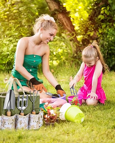 Miniatura 5 de Juego de 9 herramientas de jardinería de alta calidad para mujer, herramientas resistentes de acero inoxidable a prueba de óxido con bolsa de